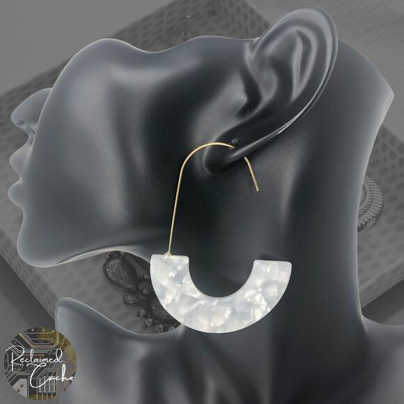 White Resin Drop Earrings - Picture 1 of 4